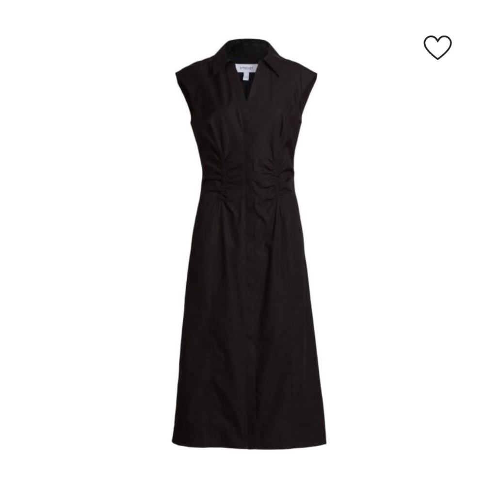 NWT DEREK LAM 10 CROSBY Poplin Ruched Midi-Shirtdress
